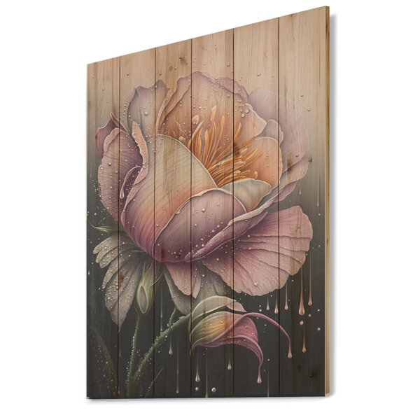 Lark Manor Blooming Pink Rose Flowers On Wood Print | Wayfair