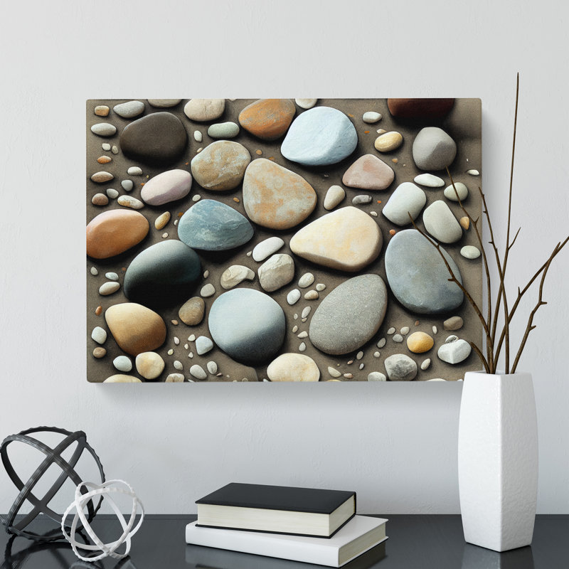 Great River Pebbles - Wrapped Canvas, 35cm H x 50cm W x 3cm D