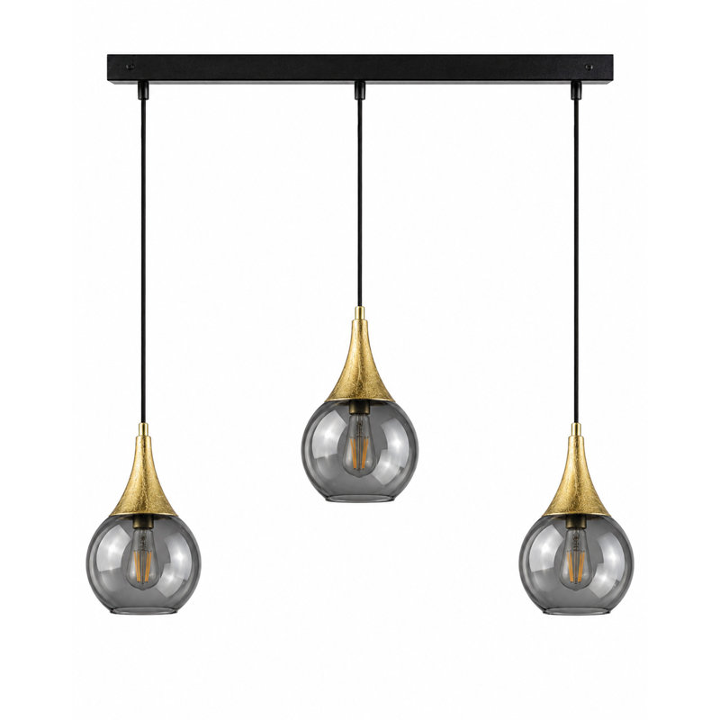 Crespin 3 - Light Kitchen Island Pendant, Black/Gold, Grey