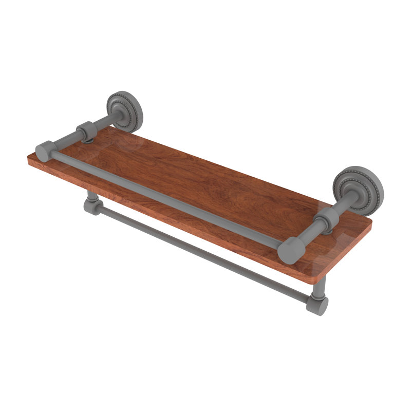 Marchmont Accent Shelf with Towel Bar, Matte Gray, 5" H x 16" W x 5" D