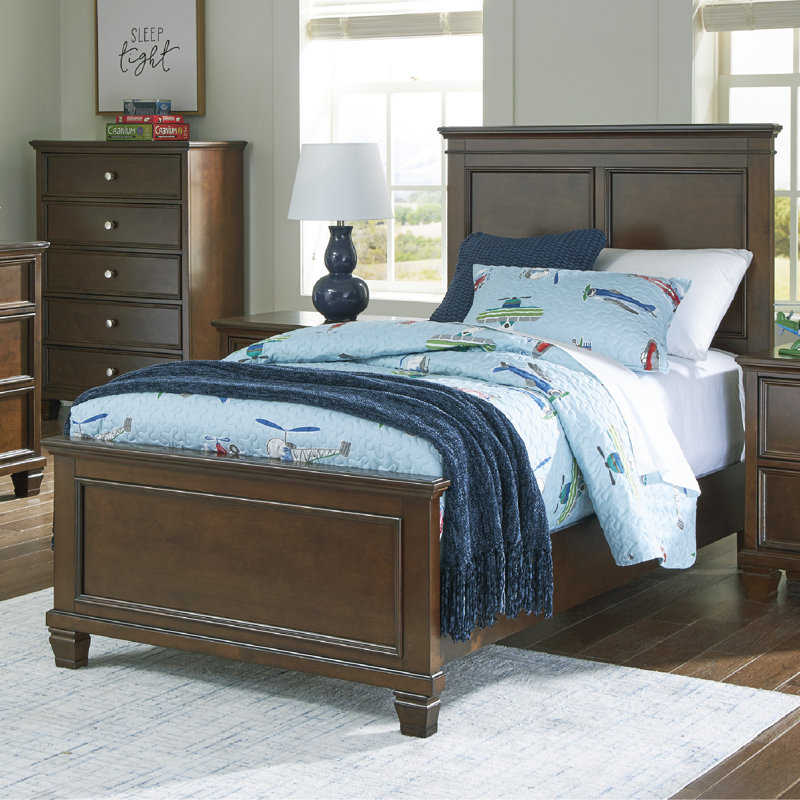 Gilah Panel Bed, Lit simple, Brun