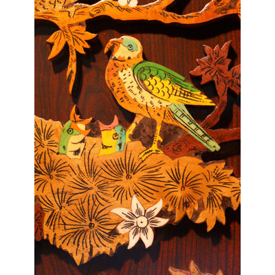 Arbre de vie en relief, art mural en bois sculpté à la main avec incrustation de 31 pouces