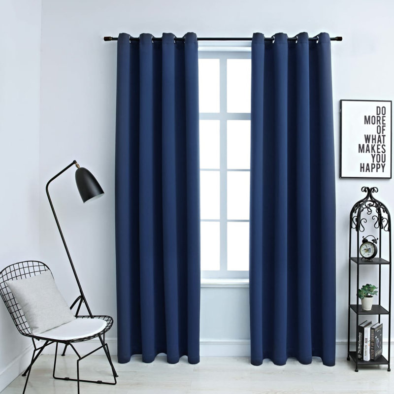Rideaux occultant avec rideaux, Bleu, L 54 po x L 63 po