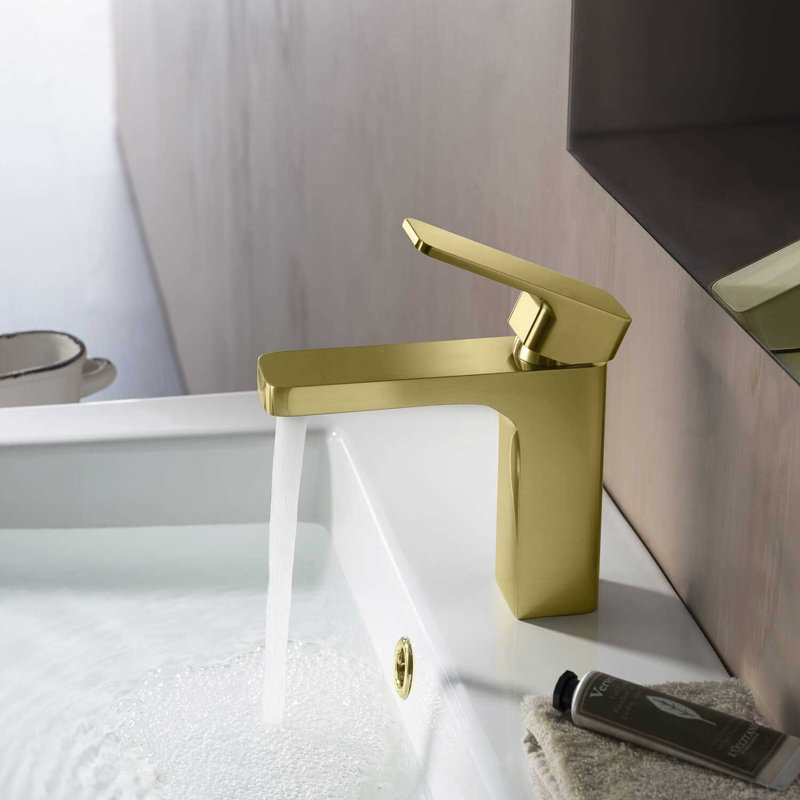 Blaze Single-handle Bathroom Faucet with Drain Assembly, Brushed Gold