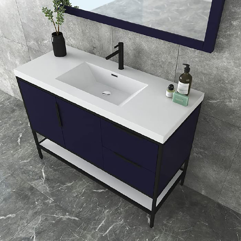 Ensemble de meuble-lavabo simple l 42,19 po, Bleu nuit brillant