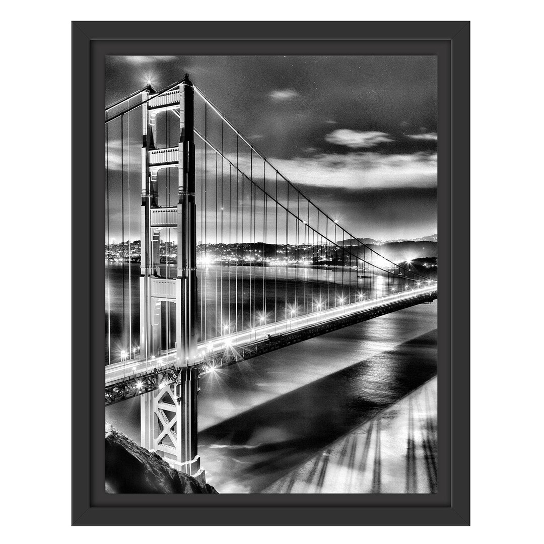 Gerahmtes Wandbild Golden Gate Bridge bei Nacht