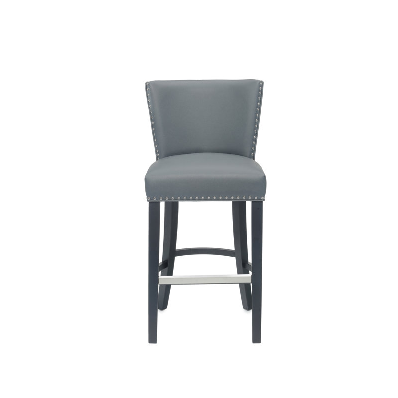 Upholstered Counter Stool with Solid Wood Frame