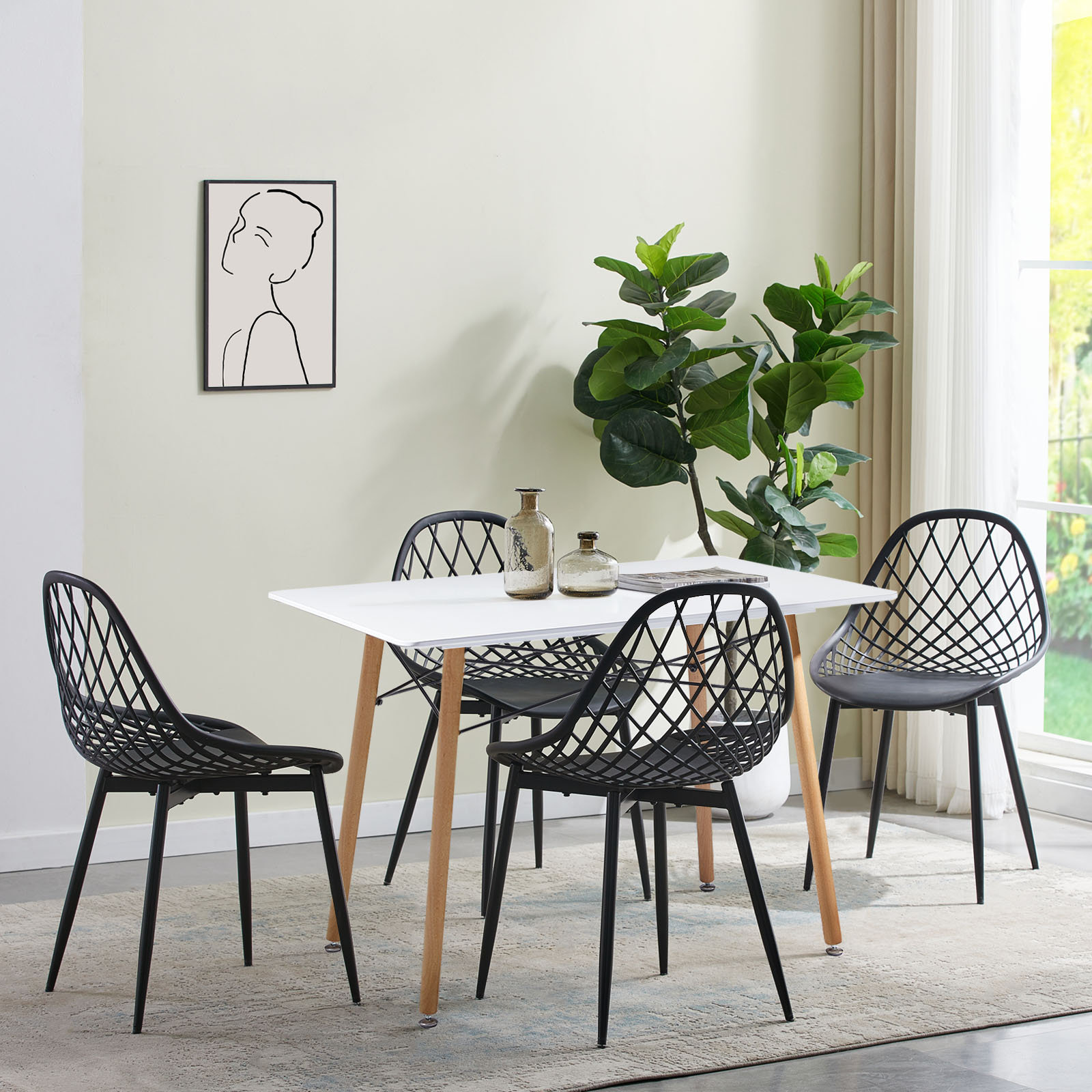 George Oliver 5-Piece Dining Table Set For Kitchen, Rectangular Table ...