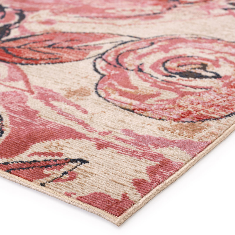 Tapis d'intérieur floral Forand Viscose, Rectangle 2 pi 6 po x 4 pi