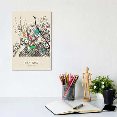 Brentwood, Los Angeles Map by Ayse Deniz Akerman - Wrapped Canvas Gallery-Wrapped Canvas Giclée