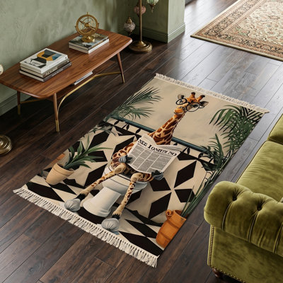 Nov Tapis de fantaisie girafe sur une toilette