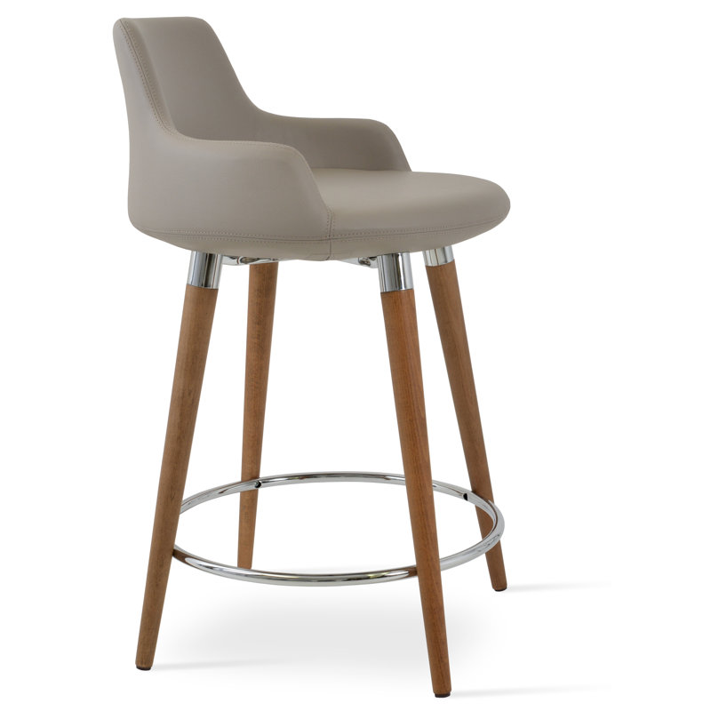 Dervish 29.5" Bar Stool, Natural, Leatherette-Black