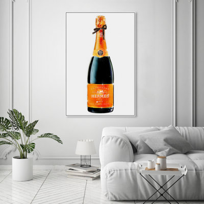 Parisian Luxe Champagne"", Glam Paris Bubbles Modern Orange Canvas Wall Art Print For Dining Room -  Oliver Gal, 24257_36x54_CANV_WFL