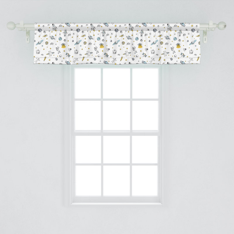 Ambesonne Spaceship Valance Pack of 2 Cosmos Themed Doodle 51919, 54'' W x 12'' L