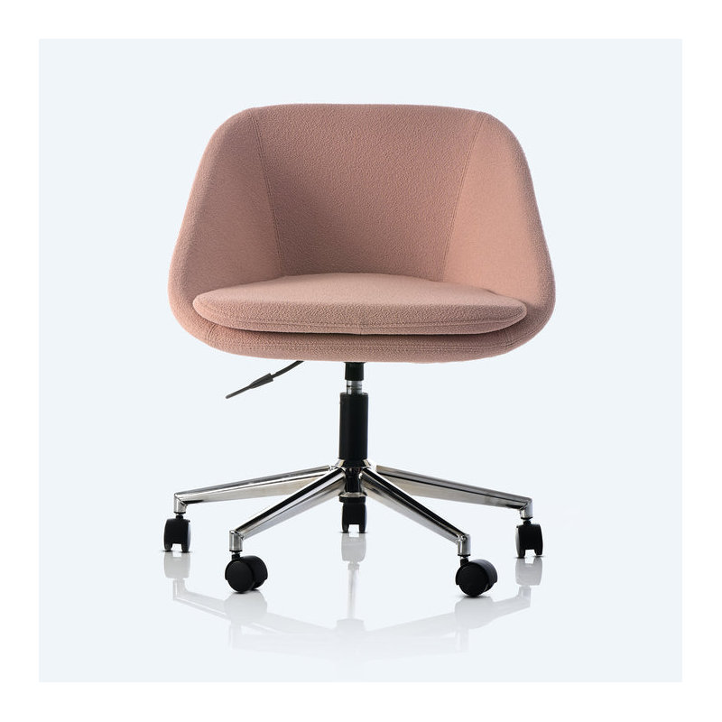 Chaise de bureau en polyester Klementina, Rose