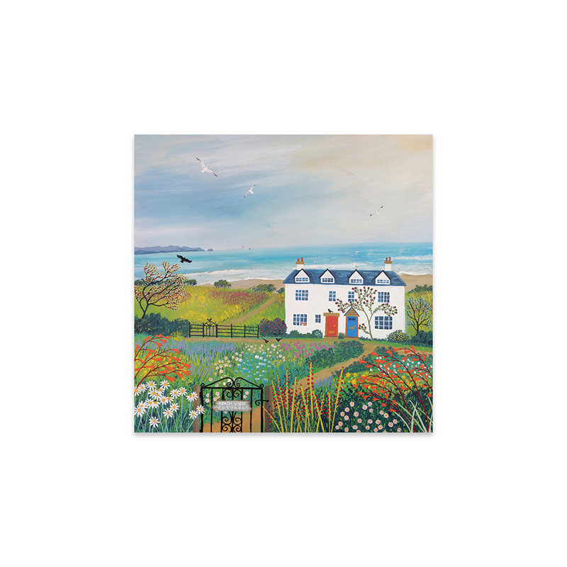 «Beach View Cottage» par Jo Grundy - impression non encadrée, H 24 po x l 24 po x P 0,25 po