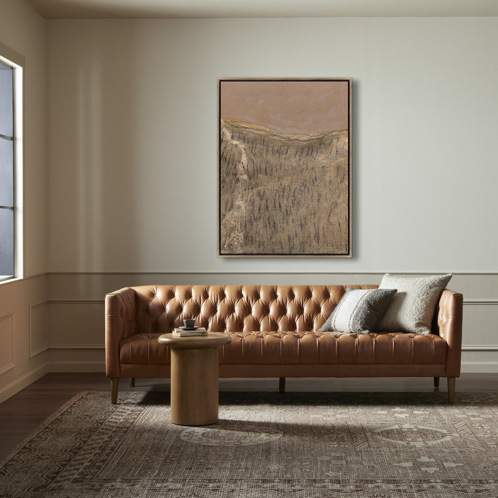 No. 18 by Valeria Sidanez, Rustic Walnut Canvas Floater Framed, 48" H x 36" W