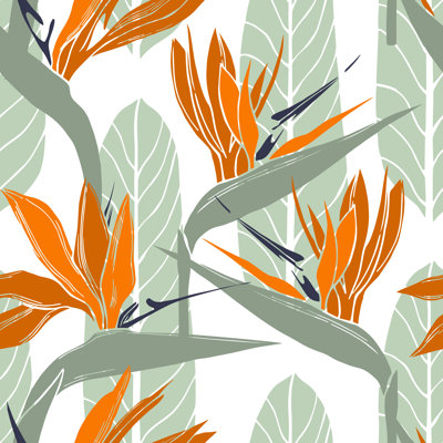 Columbia Columbia Strelitzia Vector Pattern by Rraya - Wrapped Canvas Graphic Art