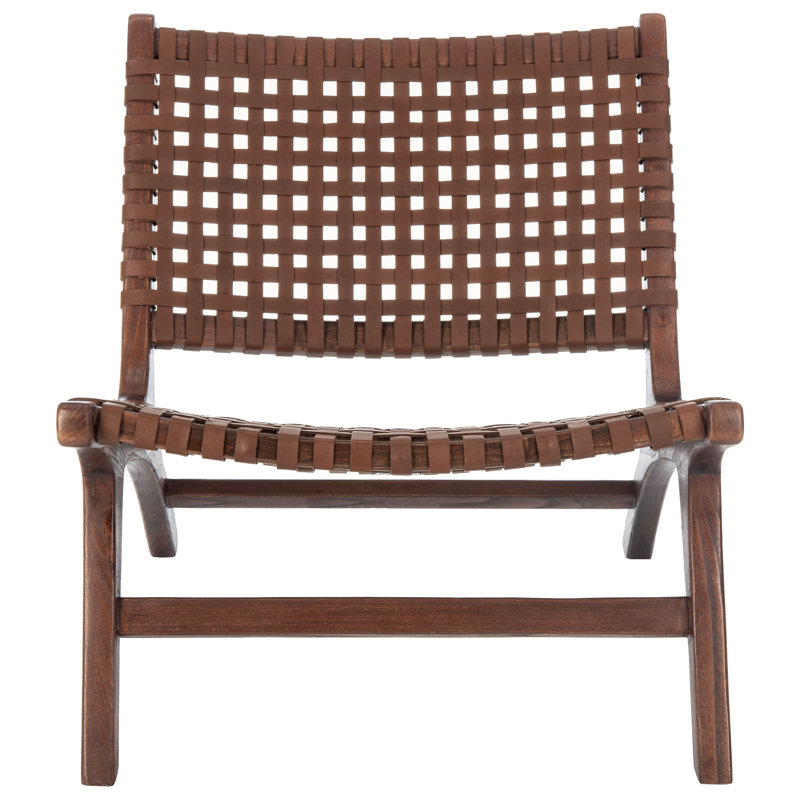 Denman Upholstered Side Chair, Cognac/Brown Genuine Leather