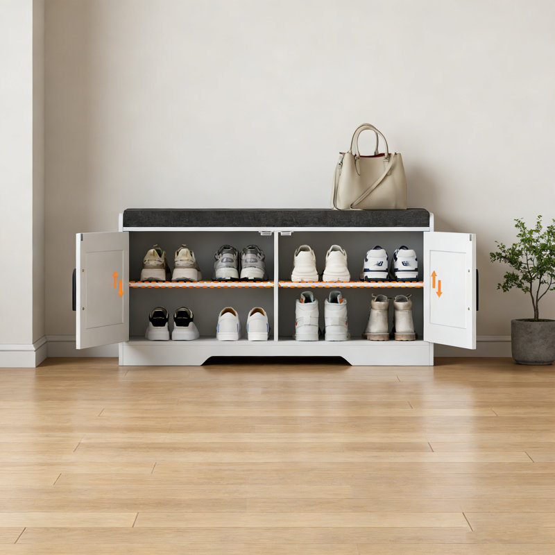 Banc de rangement moderne avec siège rembourré