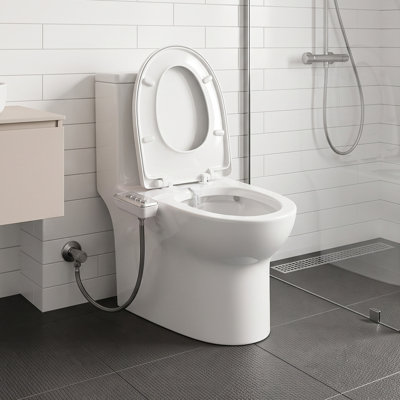 Non-Electric ABS Bidet Toilet Attachment with Multi-Function Buttons, White Manual Adjustable Water Pressure Sprayer, US Standard Fit, 10-Minute Tool-Free Install for 2-Piece Toilets