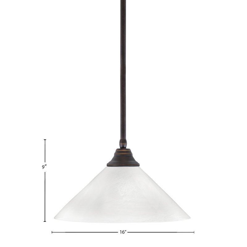 Luminaire suspendu à n'importe quelle tige, Granit foncé, Blanc givré, H 9 po x l 16 po x P 16 po