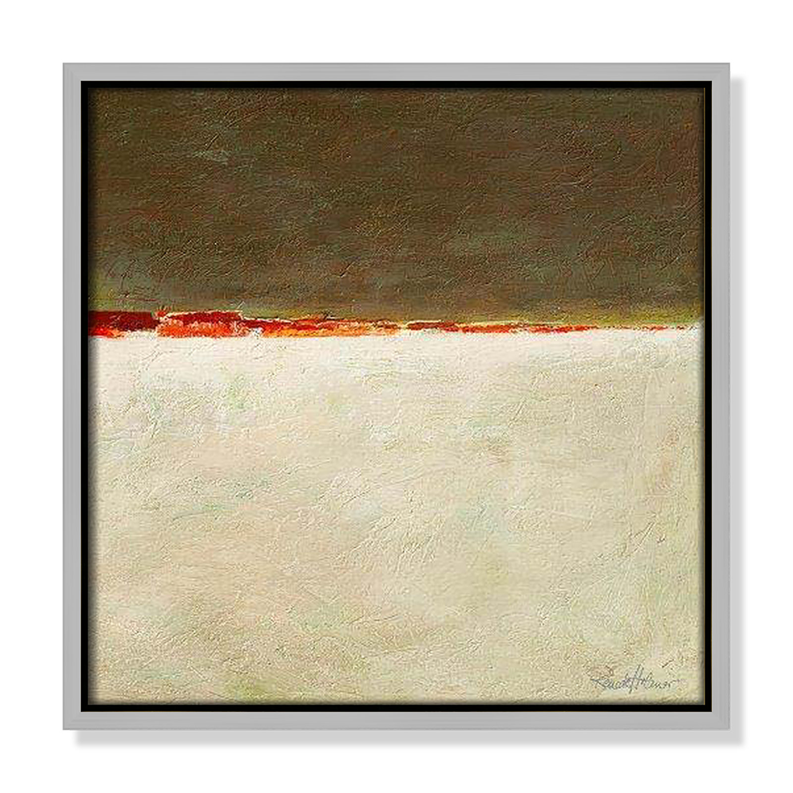Orange Horizon I Print, 13.5'' H x 13.5'' W x 2'' D, Silver Framed