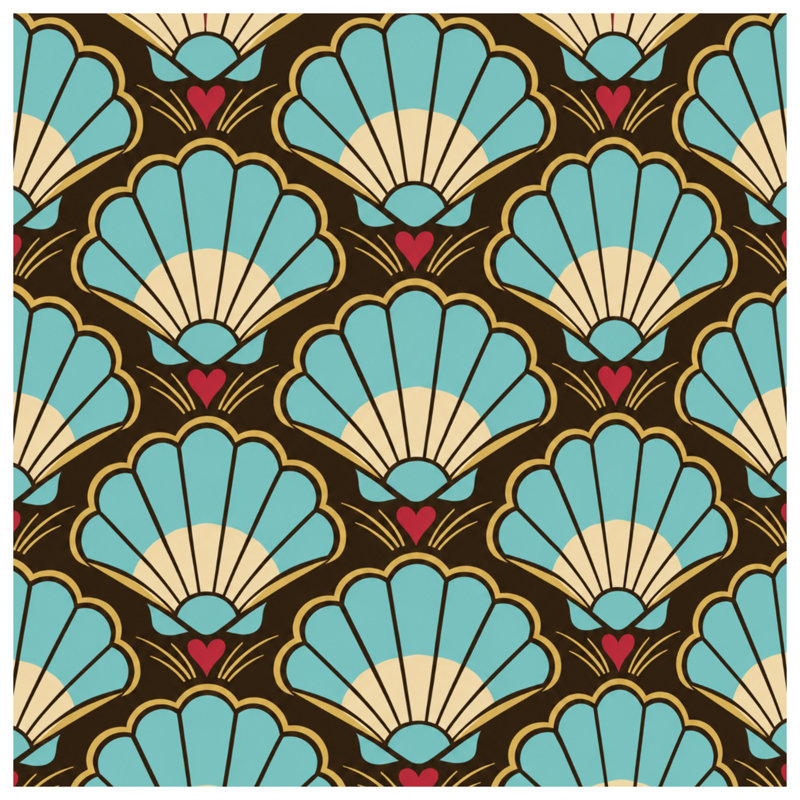 Scallop Shells Hearts Quilted Bedspread All Sizes, Full / Double