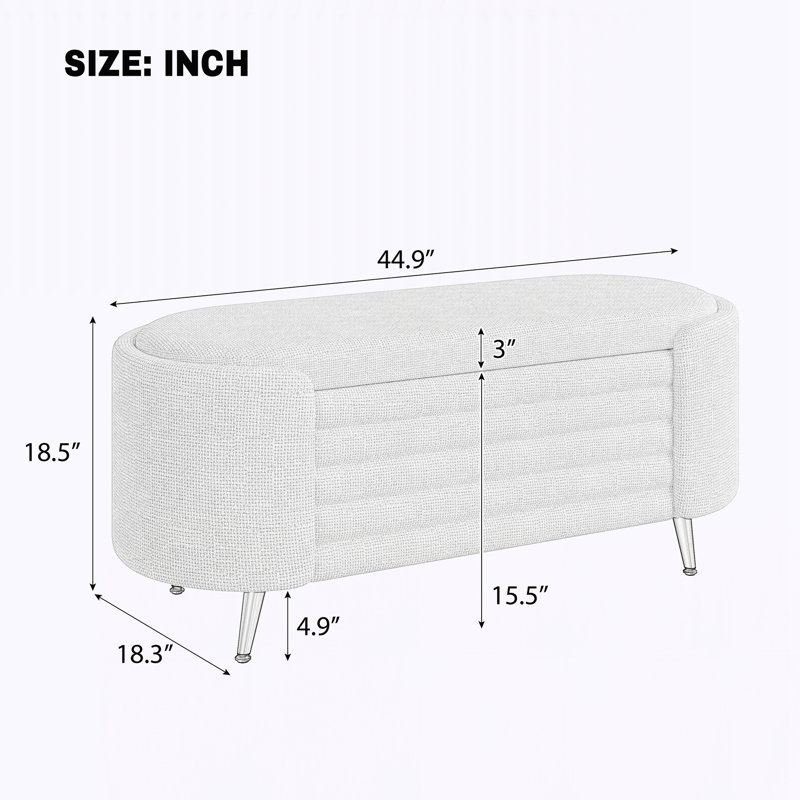 Banc de rangement rembourré Modern, Rose