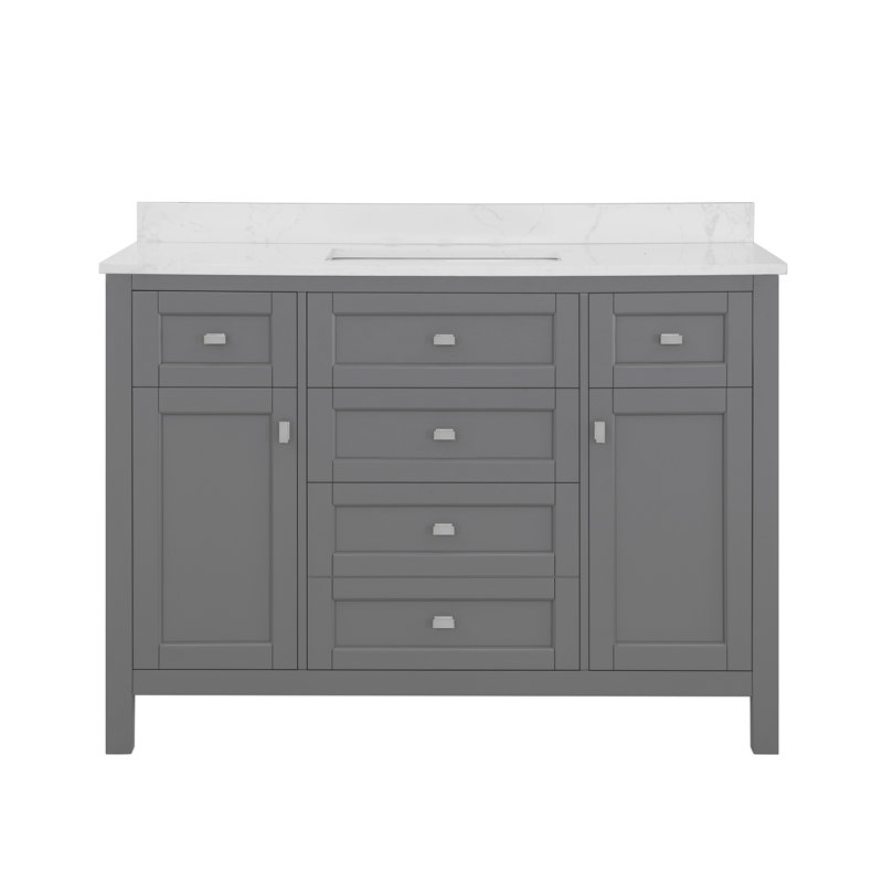 Juniper 48'' Free Standing Single Bathroom Vanity Set with Countertop and Sink, Charcoal Gray