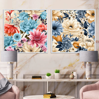 Margene - Ensemble de 2 collages floraux carrés