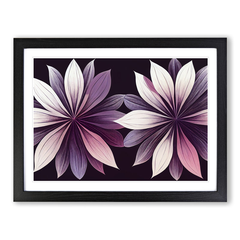 Desirable Modern Flowers - Single Picture Frame Print, Black, 25cm H x 34cm W x 2cm D