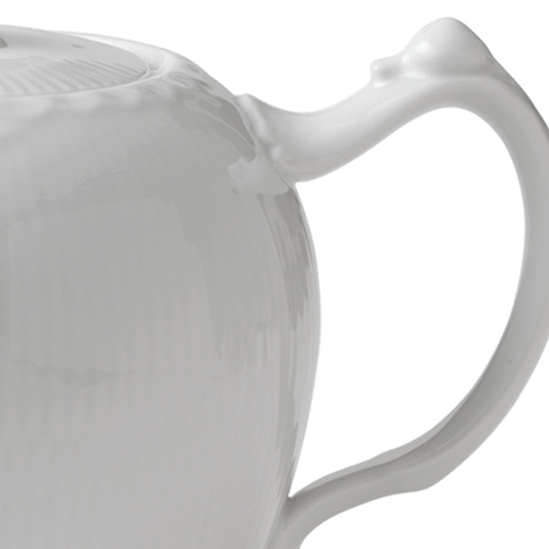 White Fluted Half Lace Teapot