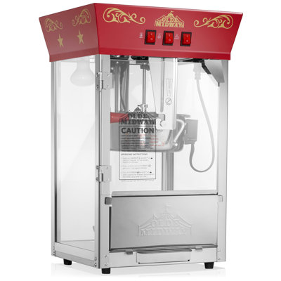 Machine à maïs soufflé de style cinéma avec bouilloire de 225 g - Rouge