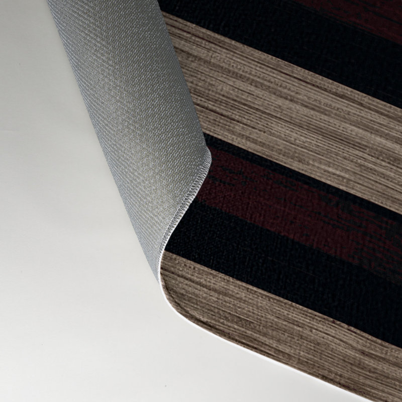 Tapis intérieur / extérieur noir HorizontalStripes, Rectangle 5 pi x 7 pi