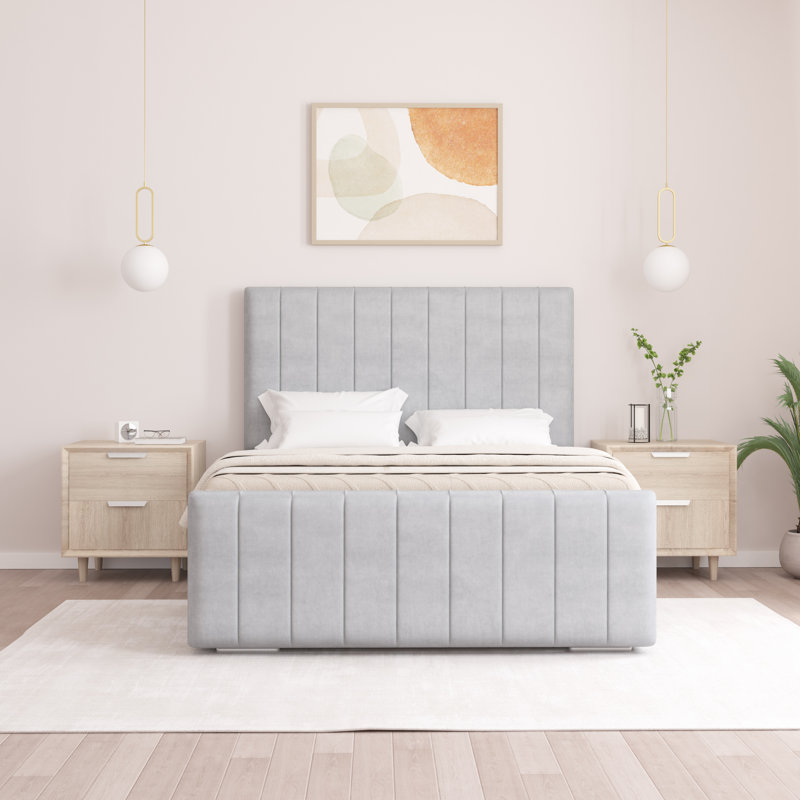 Scarlette Upholstered Bed Frame, Light Silver, Single (3')