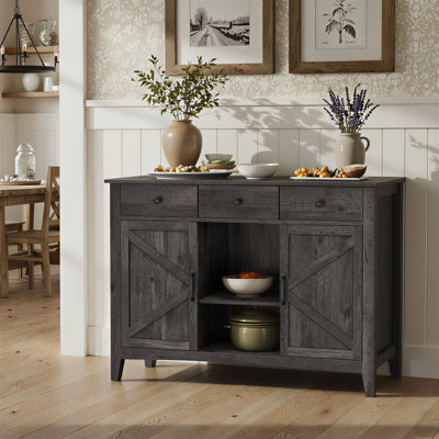 45.1"W Buffet Cabinet, Sideboard with Drawers and with Doors, Height Adjustable Shelves