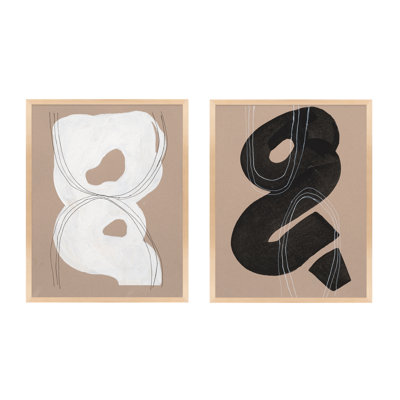 Free Form 5&9. Set of 2 Framed Painting by Andrea Stokes