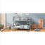 Lit superposé simple au-dessus d'un lit double classique en pin massif gris classique, peu encombrant avec échelle et garde-corps pour la chambre à coucher