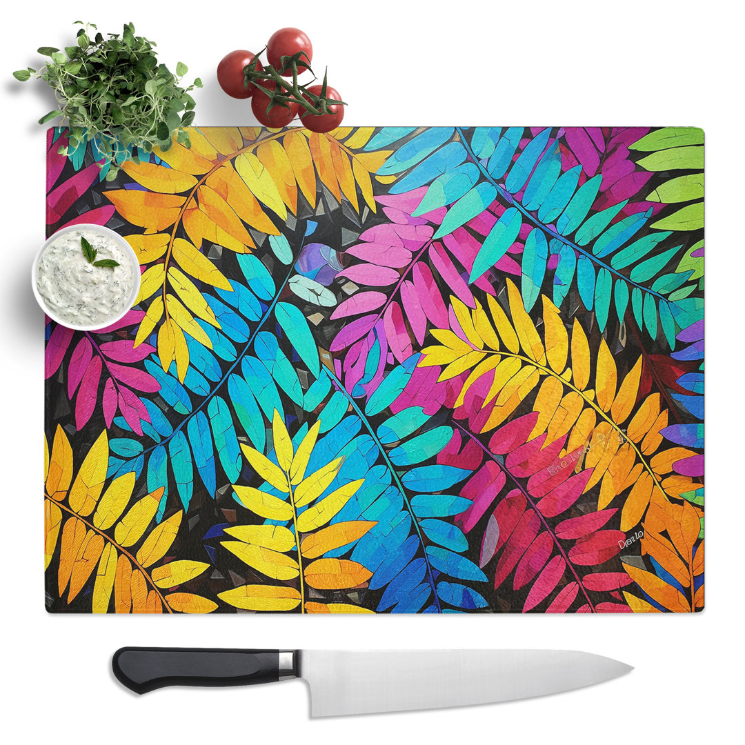 Fern Leaf Pop Art No.2  Glass Chopping Board