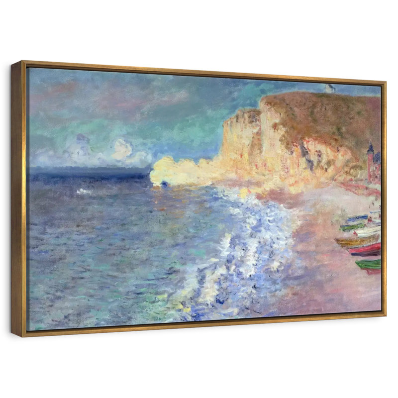 Le matin à Etretat, Cadre flottant doré, 40 po x 27 po