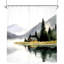 Ensemble de rideau de douche Mountain Forest Watercolor - décor de salle de bain en polyester brumeux avec 12 crochets - imperméable et résistant à la décoloration