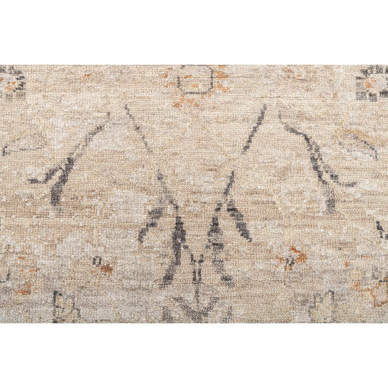 Hand Knotted Oriental Area Rug in Ivory/Gray/Orange, Rectangle 10' x 14'