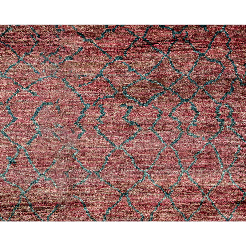 Hand-Knotted High-Quality Red and Green Area Rug