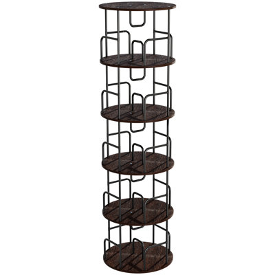 360 Rotating Bookcase, 5 Tier Vertical Turning Round Storage For Bedroom, Rounded Corner And Stable Structure, +iron Material