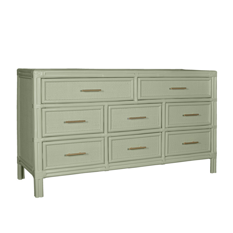 Commode double 8 tiroirs Aruba, Vert céleri