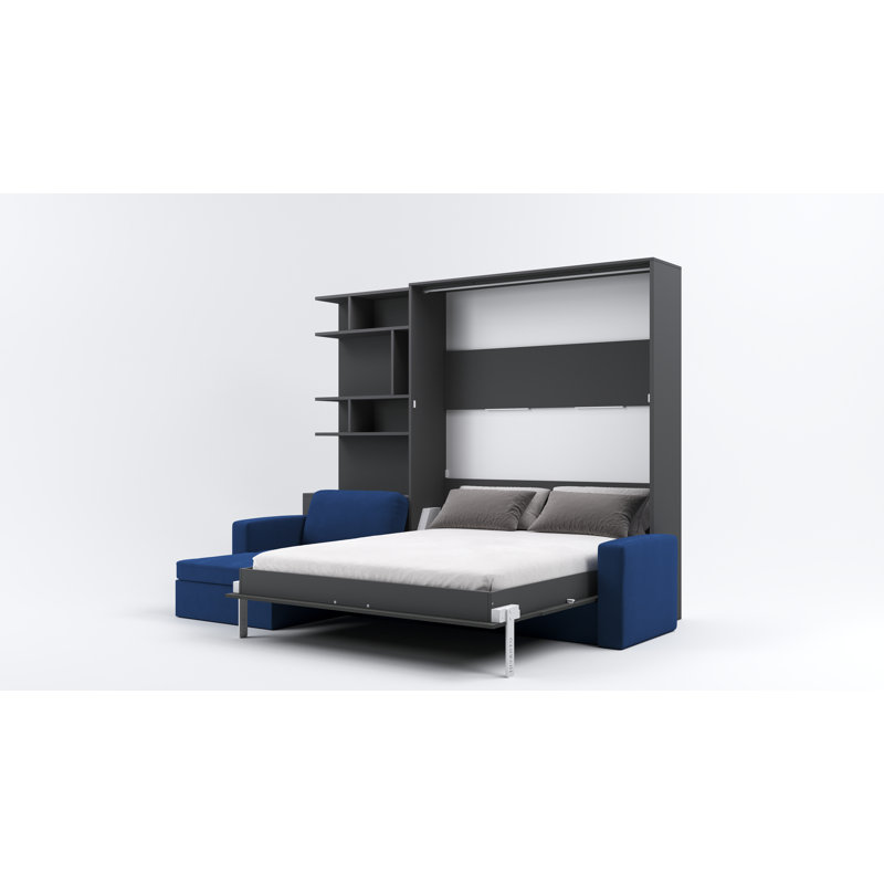 Neidelin Upholstered Bed, Grey/Navy