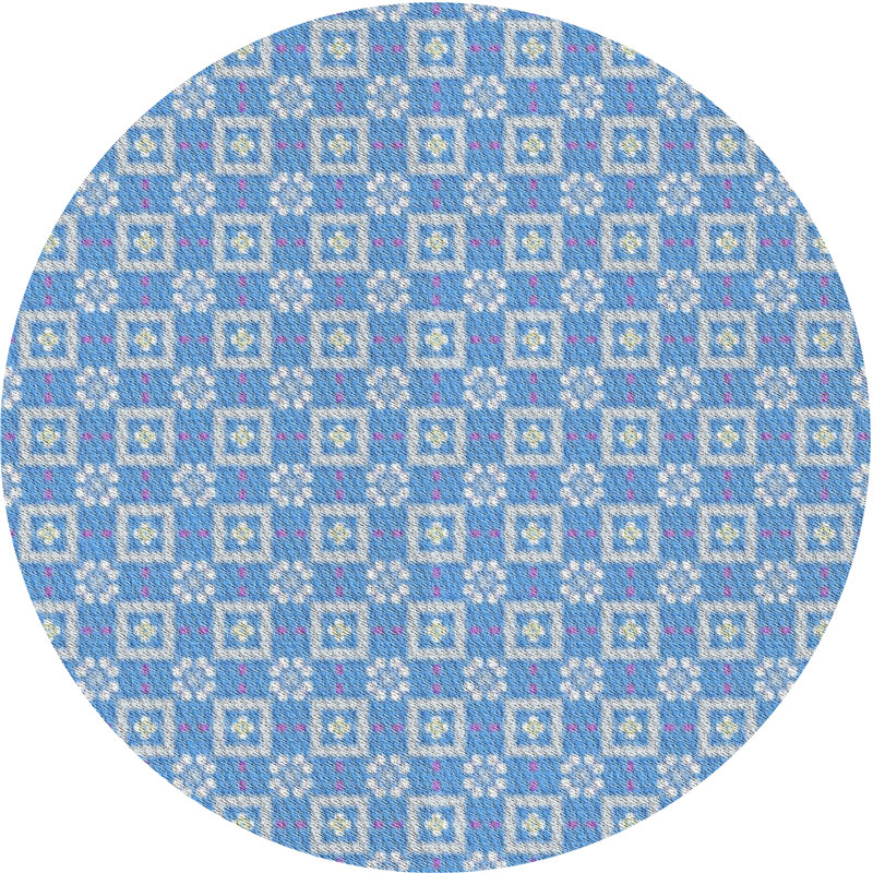 Tapis de zone bleue à motifs, Rond 6 pi