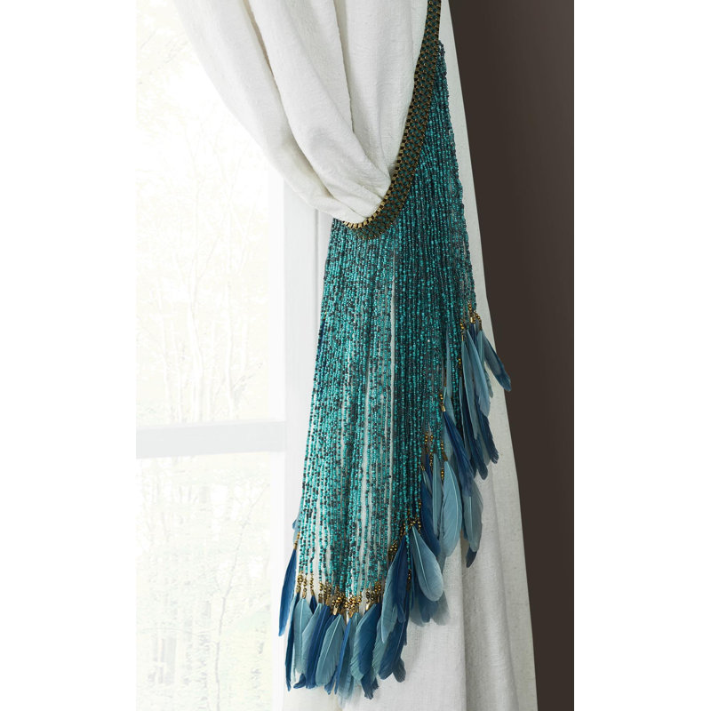 Pluma 28'' W Curtain Tieback, Teal