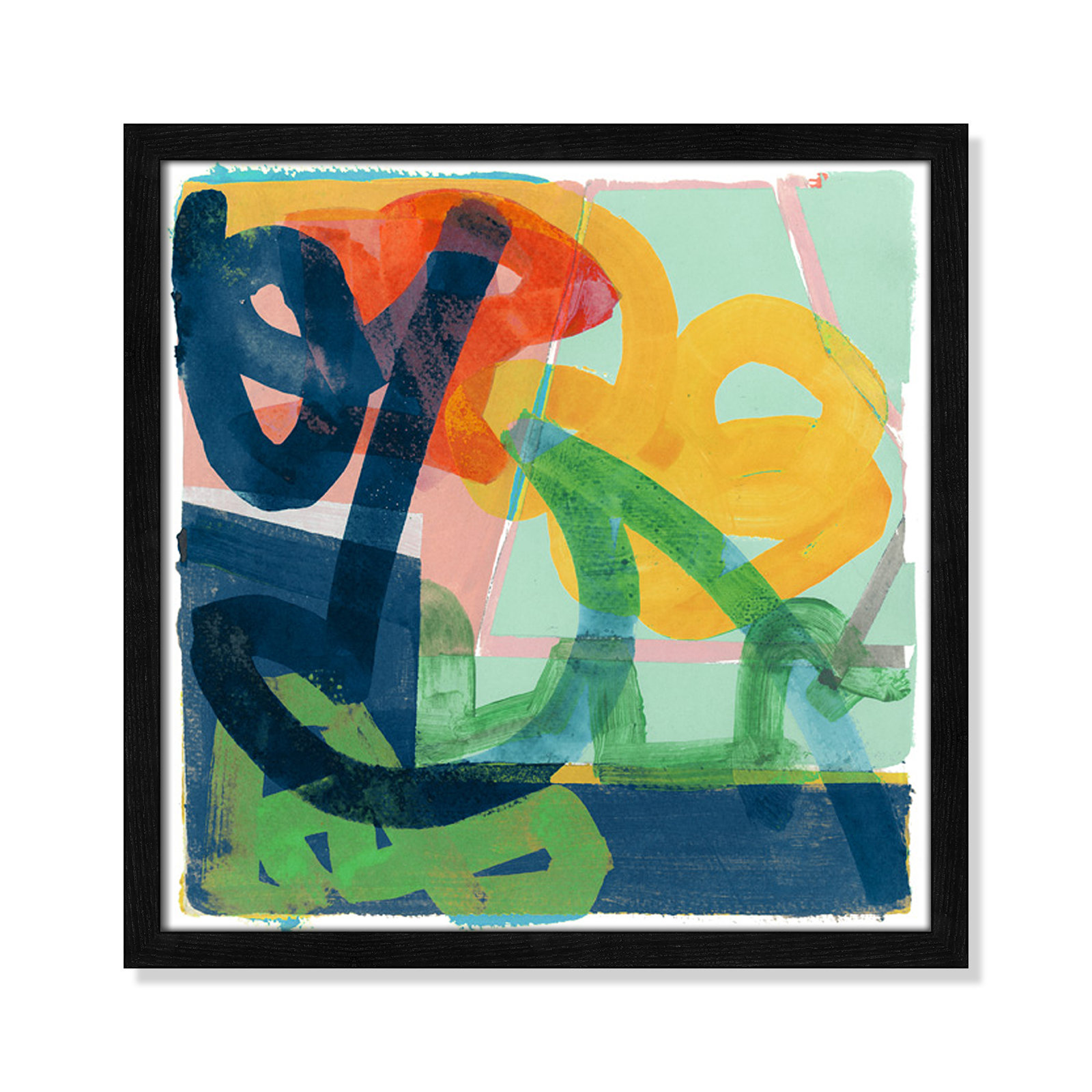 Link by Cartissi - Picture Frame Painting, 17" H x 17" W x 0.75" D, Black Framed